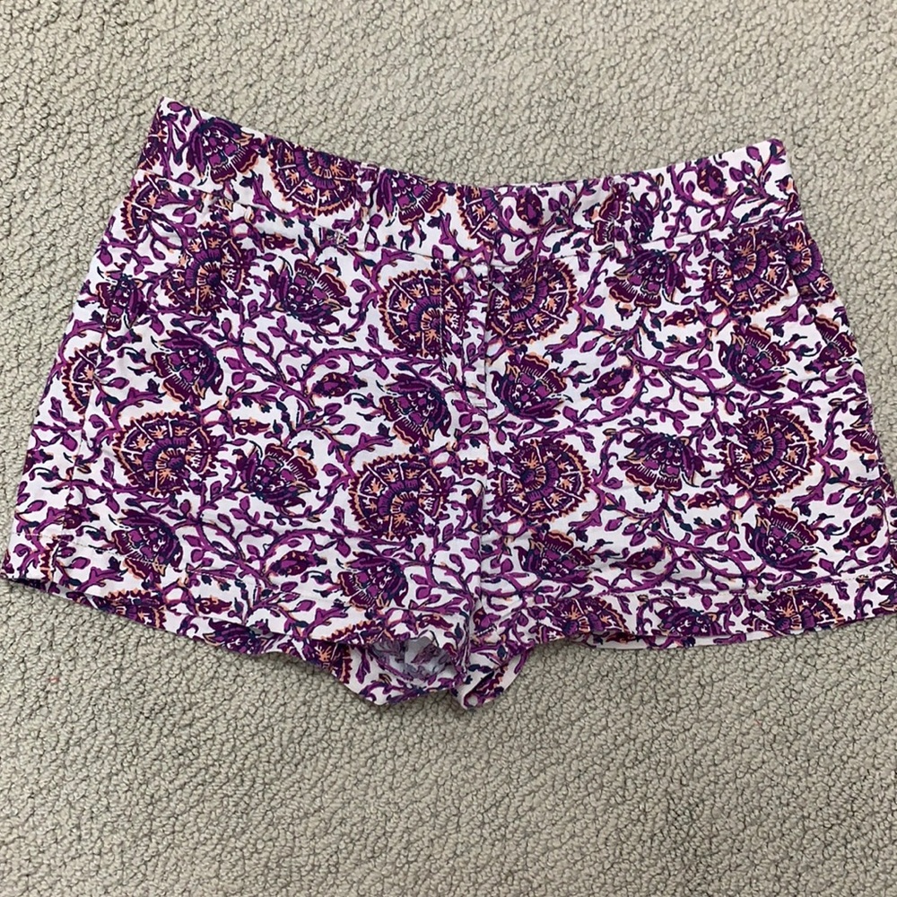 Purple and navy floral shorts